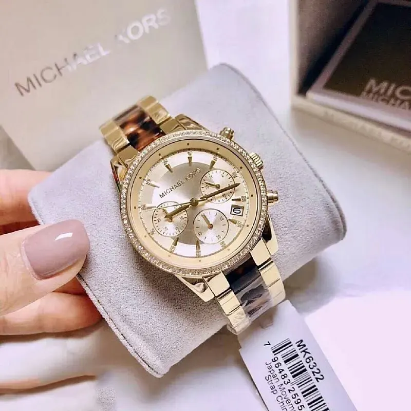 Michael Kors Ritz Champagne Dial Ladies Watch- MK6322